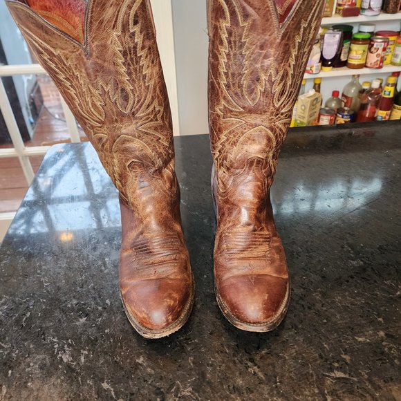 Lucchese Men's Clint Mad Dog Goat Round Toe Cowboy Boots. Size 8 2E. NO RETURNS. - Picture 8 of 8